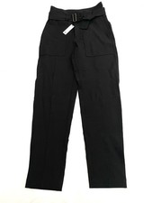 NWT Banana Republic Refined Utility Pant 4L Black High Rise Belted Pleated Slim