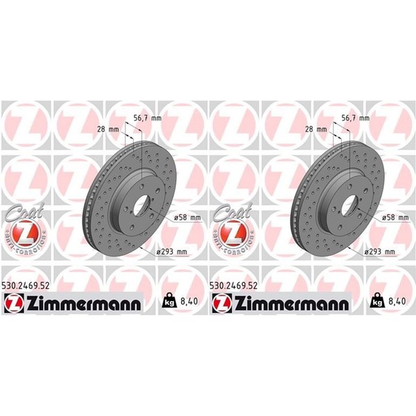 2X Zimmermann Sport Z Bremsscheiben 293Mm Gelocht InnenbelÜFtet Vorne | 530.2469-image
