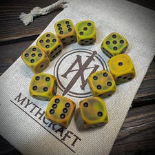 D6 Dice Blight Yellow, Orange & Green | Aged Vibrant | Wargaming | TTRPG | 16mm