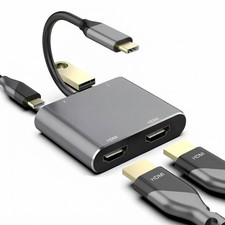 USB-C to Dual HDMI Adapter 4K 60Hz Multi Monitor Converter MacBook Pro Air M1 M2
