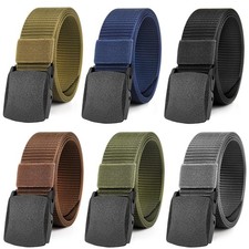 6 Pack Nylon Military Tactical Belts Webbing Canvas Work Belts Plastic Buckle