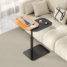 Shaped Side Table,Adjustable Height C Shaped End Table,360°Swivel Couch Tables