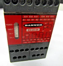 ✌️ BANNER ES-UA-5A SAFETY RELAY 12-24VDC 115VAC 50/60HZ
