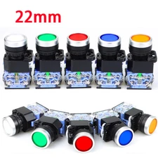 Latching & Momentary Switch Push Button 22MM Yellow Blue Black Green Red White