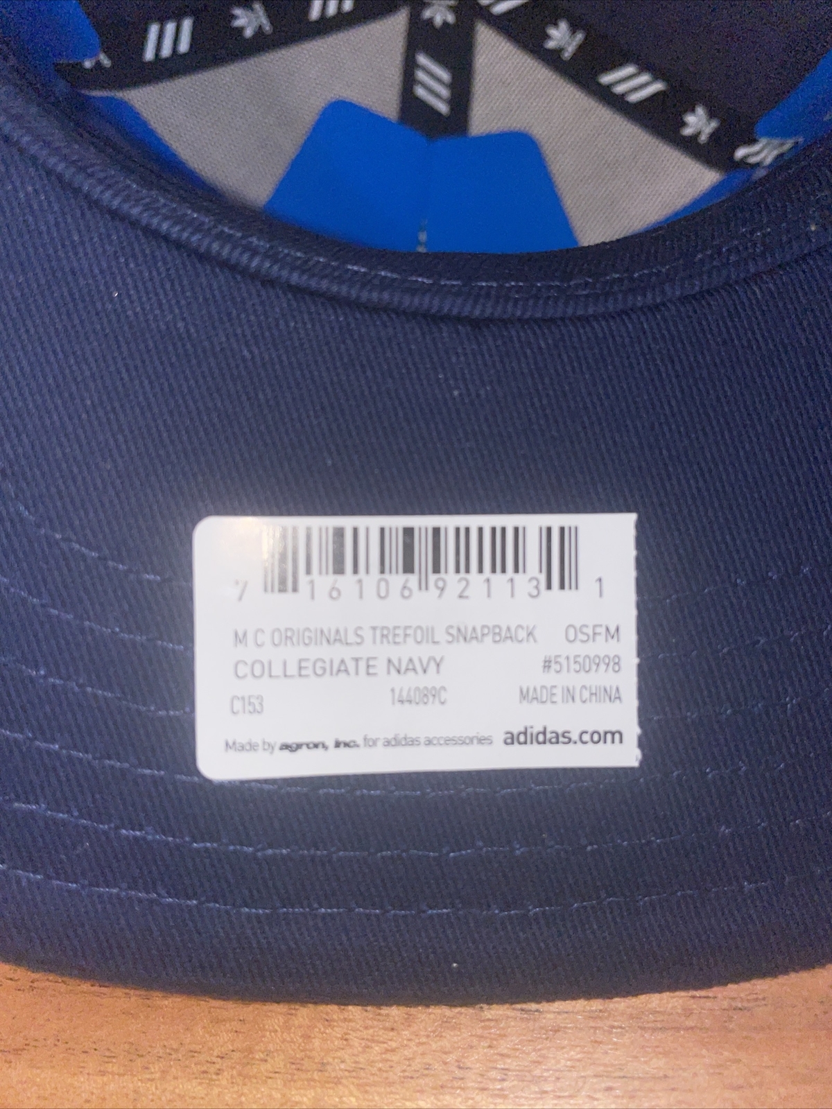 Adidas Men's Originals Trefoil Chain Snapback Flatbrim Cap Hat, Navy /White