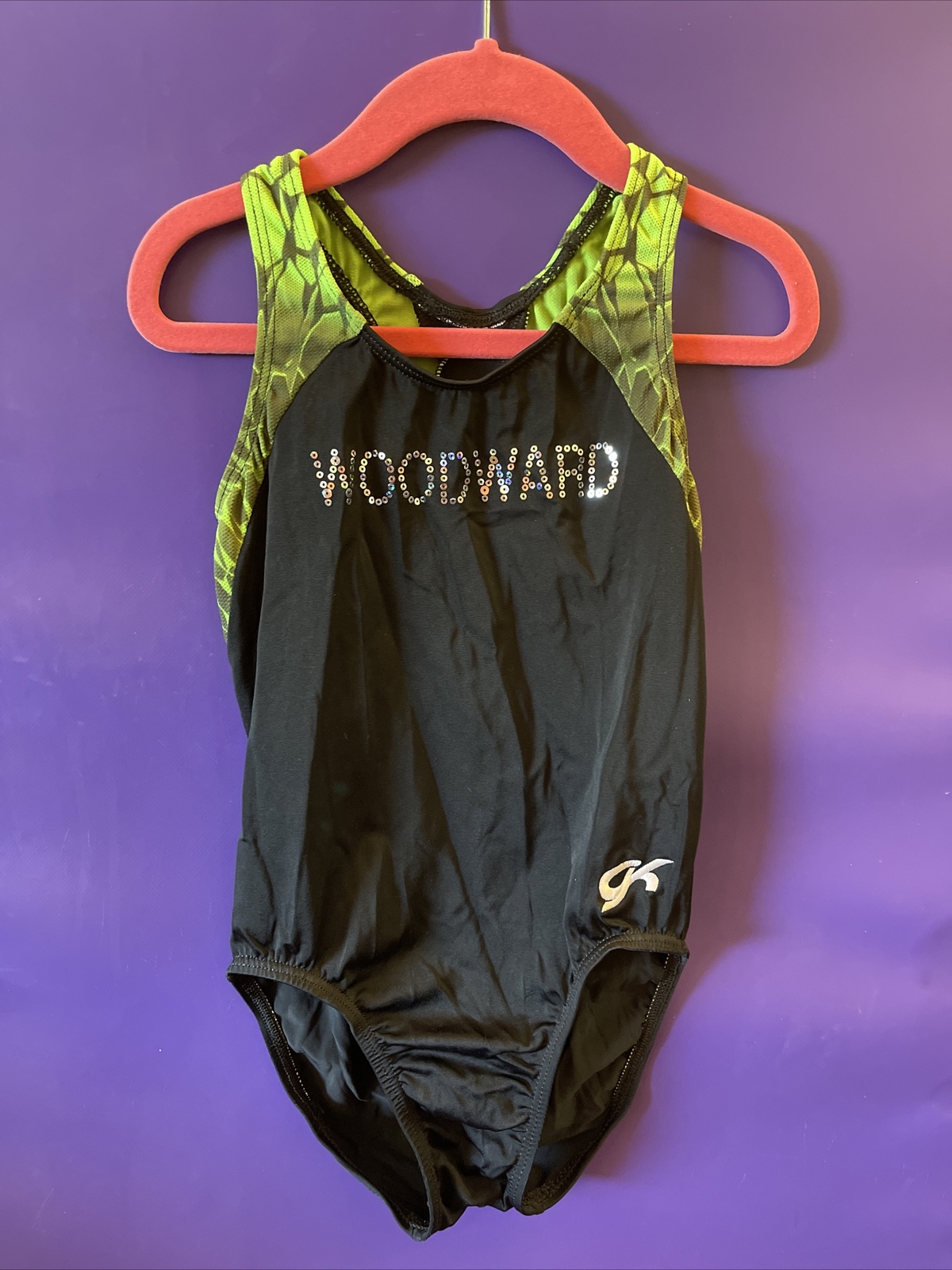 GK ELITE gymnastics dance LEOTARD child size medium W… Gem