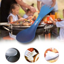 Portable Utensils Travel Camping Cutlery Titanium Spoon And Fork Dual New G M7V3