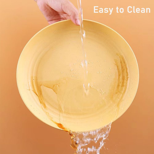 4 Pack 10 Inch Unbreakable Wheat Straw Plates Reusable Dinner Plates for Camping - Picture 9 of 12
