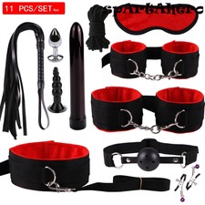 PU Leather Kit Handcuff Collar Whip Gags Flirt Fetishs Restraints Couples Game