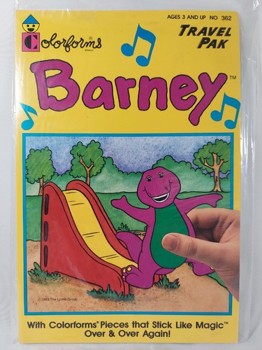 Vintage 1993 Barney Colorforms Travel Pak Factory Sealed