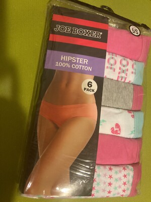 Joe Boxer Hipster 100% Cotton panties underwear lingeries women S size 6 Pieces