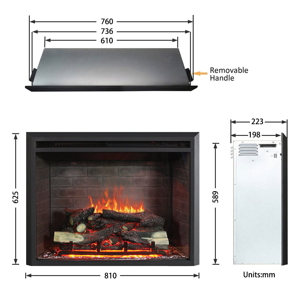 BRAND NEW 2000W 30 ELECTRIC FIREPLACE HEATER INSERT REALISTIC FLAME WOOD  LOG | eBay