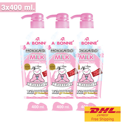 400ml x 3 A Bonne Hokkaido Milk Glutathione Whitening Body Lotion UV  Protection | eBay