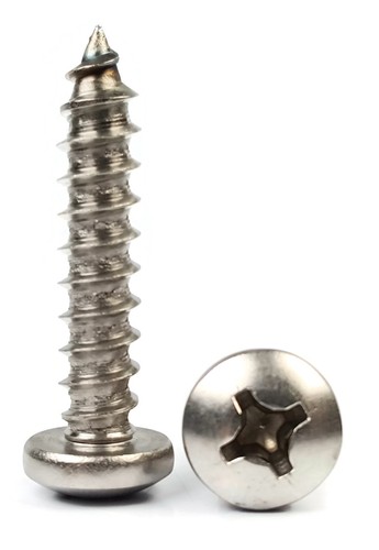 Sheet Metal Screws 100-Pack Of #4 X 3/8" Stainless Steel Phillips Pan Head - 18-8 Grade Brass Panhead Screws - Foto 2