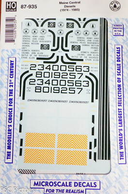 Microscale Decal #87-935 Decal for: Maine Central Diesels (1974-1985)