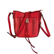 Mellow World Crossbody Sling Bag Womens Vegan Leather Whipstitch Trip Red Nwt