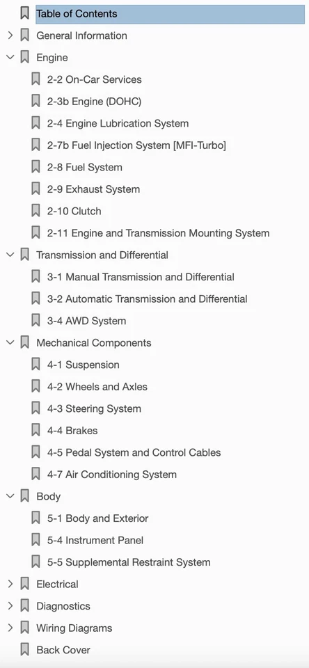 Subaru Impreza  (1992-1998) manuale officina su Cd - Immagine 2 di 4