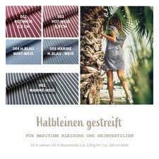 Halbleinen Meterware gemustert Streifen - Leinenstoff gestreift - Leinen Baumwol