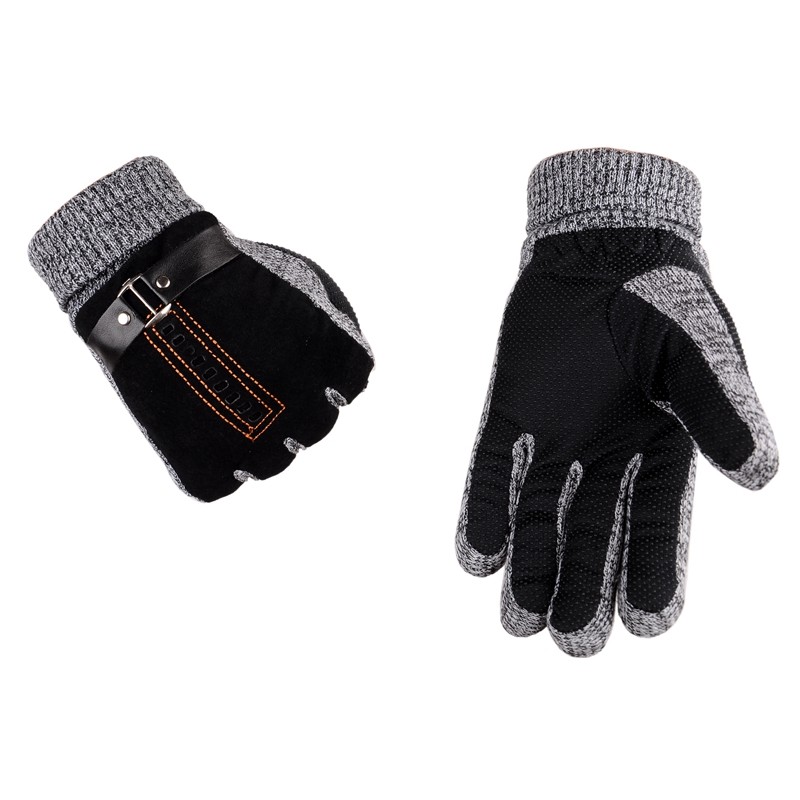 Mens Winter Warm Gloves Real Leather Thicken Waterproof Windproof