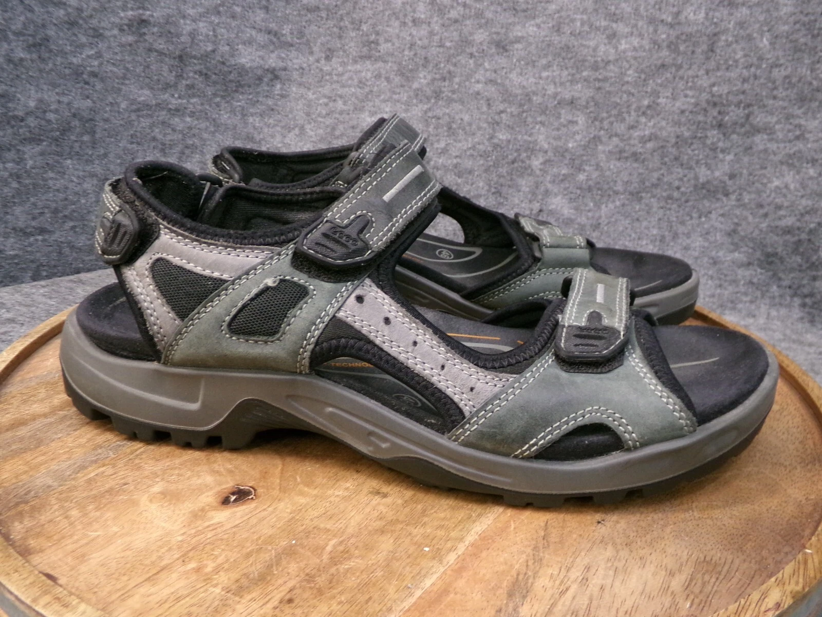 Sandali ECCO uomo Yucatan Toggle titanio grigio pelle di yak taglia 46 US 12