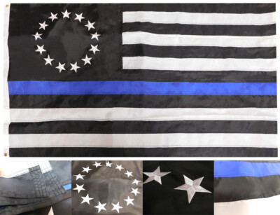 Betsy Ross Thin Blue Line 3x5 3'x5' 150D Dura-Last Nylon Embroidered Flag