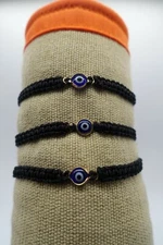 x3 evil eye amulet Adjustable knot kabbalah handmade cord black Bracelet 