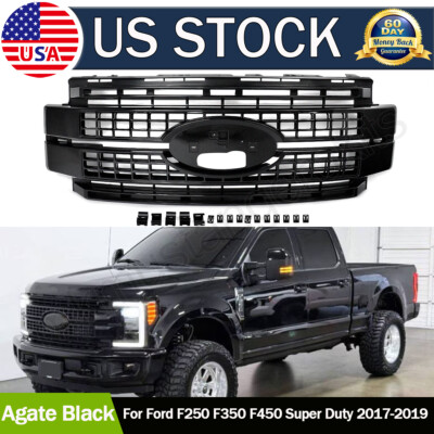 For 2017-2019 Ford F250 F350 F450 Super Duty Platinum Front Grille Agate Black