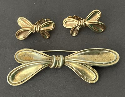RARE  50s VTG CROWN TRIFARI PATIENT PEND ALFRED PHILIPPE BROOCH EARRINGS BOW