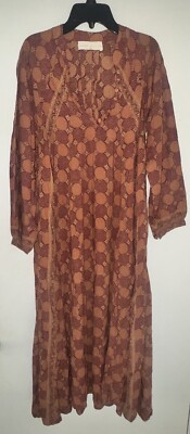 Natalie Martin Fiore Dress in Vintage Flowers/Dots Brown/Terracotta Sz XS