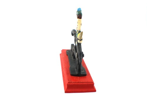 Cast Iron NUT CRACKER King on Wood Base Hand Painted Christmas Vintage - Picture 5 of 11
