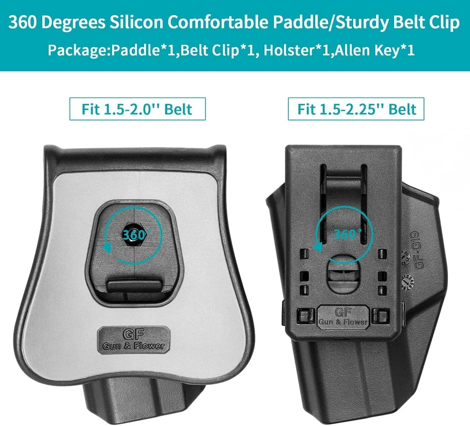 OWB Handgun Holster for Glock 19 19x 32 45 Gen 1-5 & G23 Gen 1-4 Paddle Belt RH - Image 4 of 4