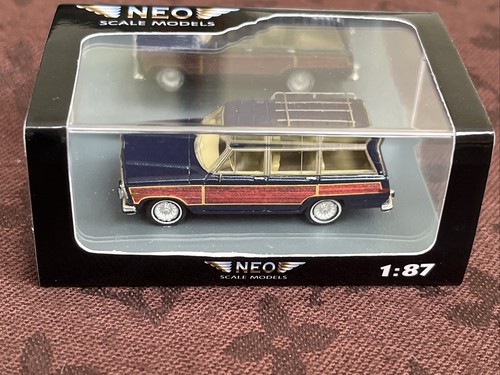 Neo Scale Models Jeep Grand Wagoneer 1986 azul metálico con decoración de madera 1:87 embalaje original 12 - Imagen 3 de 13