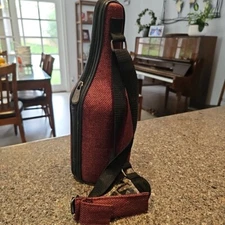 Caddy O Wine Woven Tote Carrier Burgundy With Chiller, Shoulder Strap EUC