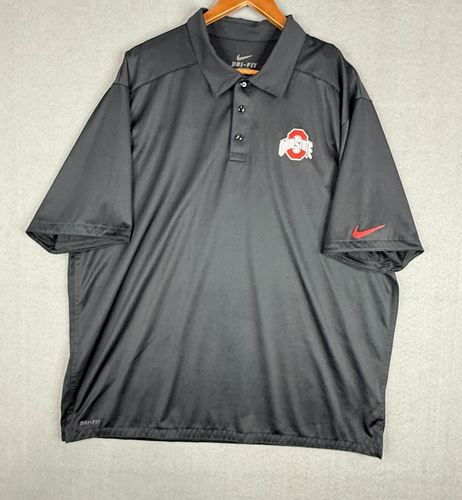 Ohio State Buckeyes Polo Shirt Mens 2XL Black Nike Dri-Fit Golf Performance