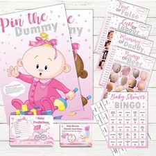 PINK STARS - Giochi Baby Shower, Bingo, Previsioni, Pin the Dummy,Lust Labour Girl