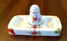Vintage Hamersley Bone China Pounce Pot Made In England Floral Pattern Gold Trim