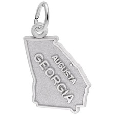 Augusta Georgia Map Charm - Metal - Sterling Silver
