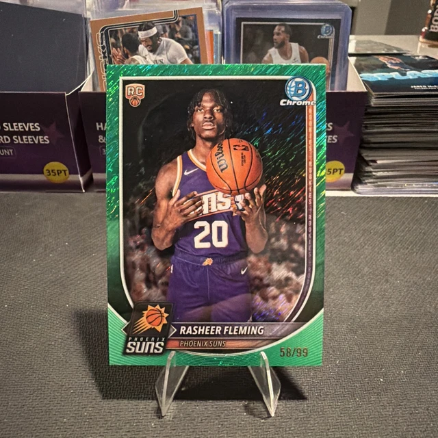 2025-26 Bowman Chrome Rasheer Flemming Rookie Green Shimmer /99 SUNS SP RC
