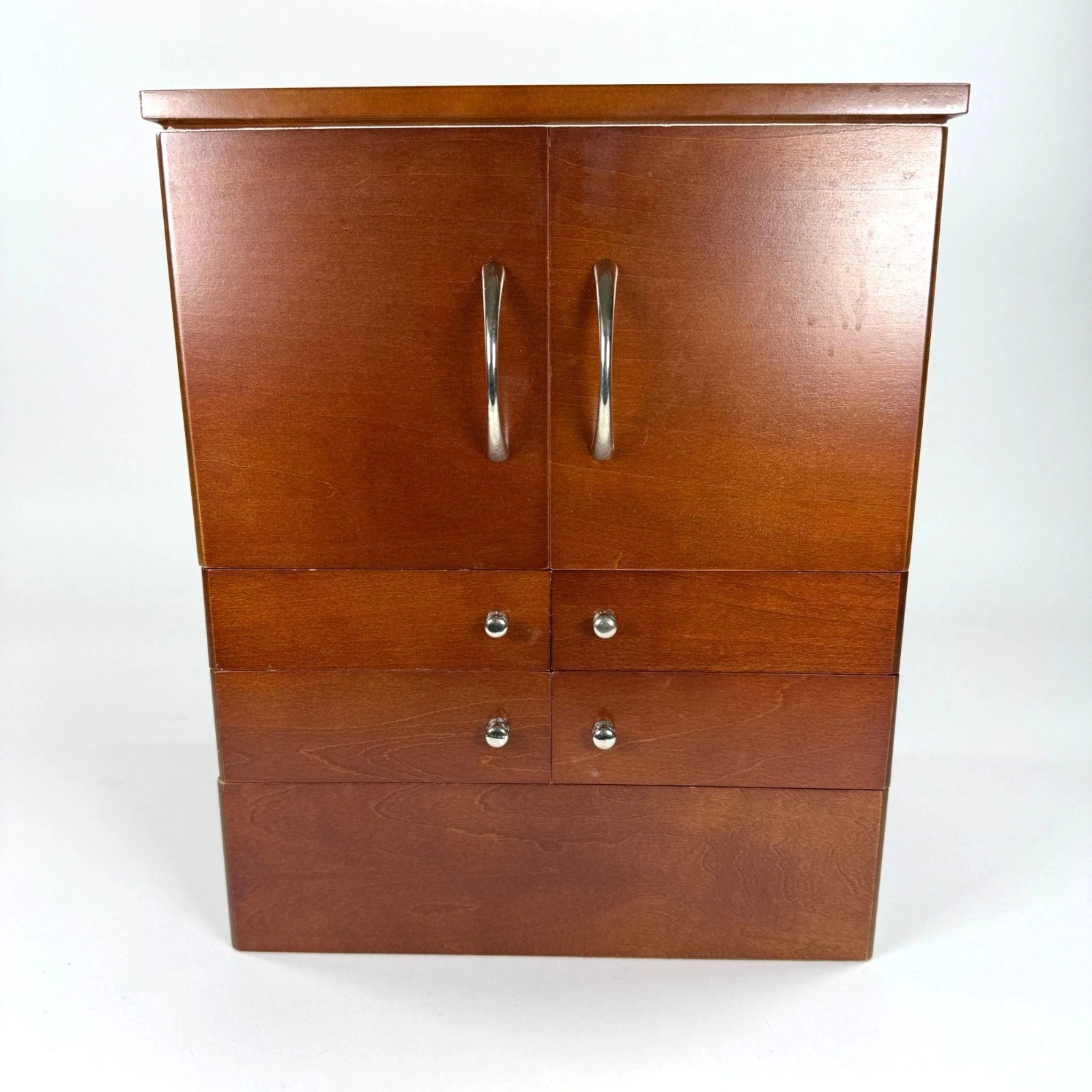Lori Greiner Wooden Makeup Organizer With Lift-Top Mirror Compartments Storage
