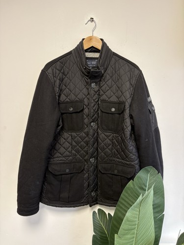 Armani Jeans, Vintage Armani Jeans Black Quilted Wool Jacket Men's