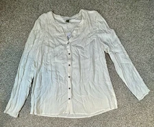 Christopher & Banks Button Up Shirt Womens Large White NWT 3/4 Sleeve