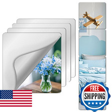 VXKZF Unbreakable Mirror Tiles, 4PCS 14  x14  Peel and Stick on Mirror for Wall M
