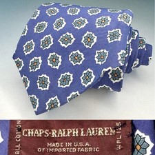Vintage Chaps Ralph Lauren 100 Cotton Geometric Floral Classic Tie 3.5  
