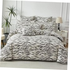 Zebra Duvet Cover Set King 100 Cotton Black and White Animal Print Bedding 3