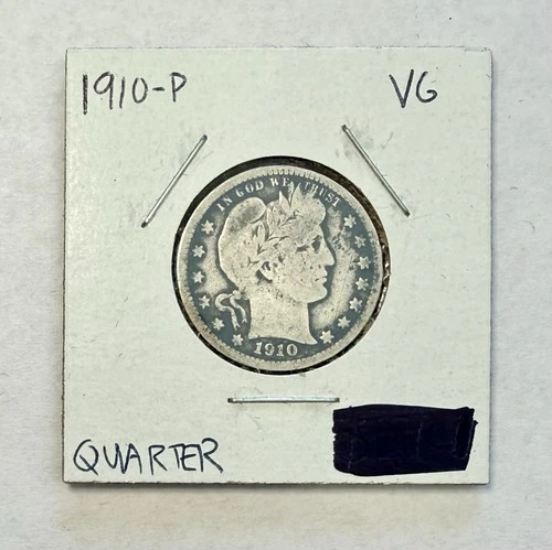 1910-P Barber Quarter Silver - Very Good (VG)