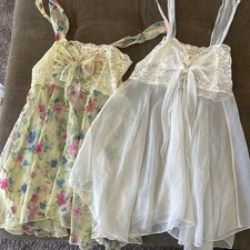 Vintage Victoria's Secret Gold Label Babydoll Nightie Bridal Floral Cream Lot
