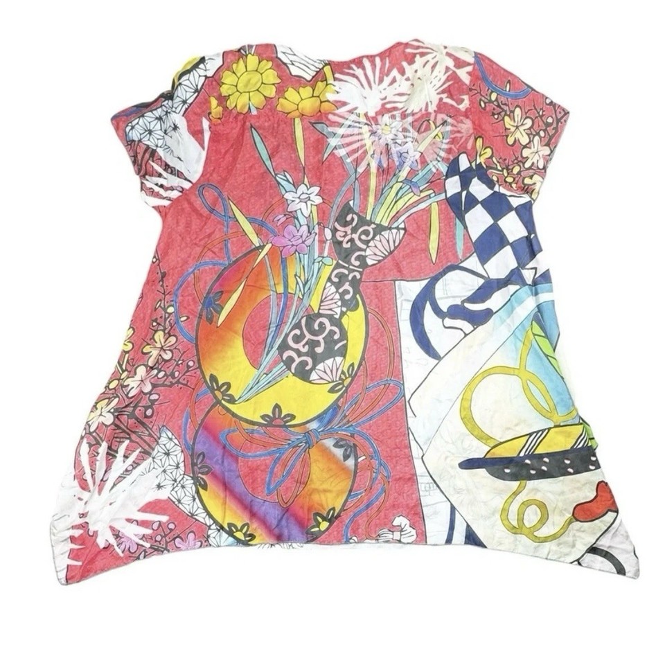 Johnny Was Asian Print Floral Silk Blouse Colorful Artsy Flowy ...