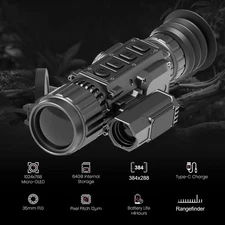 GTGUARD Thermal Rifle Scope - 384x288 Sensor 35mm 1000m Range Finder for Hunting