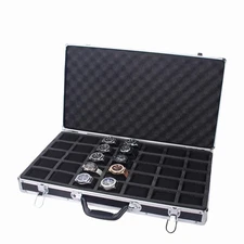 35 Slots Aluminium Alloy Wrist Watch Display Box Storage Holder Organizer Case