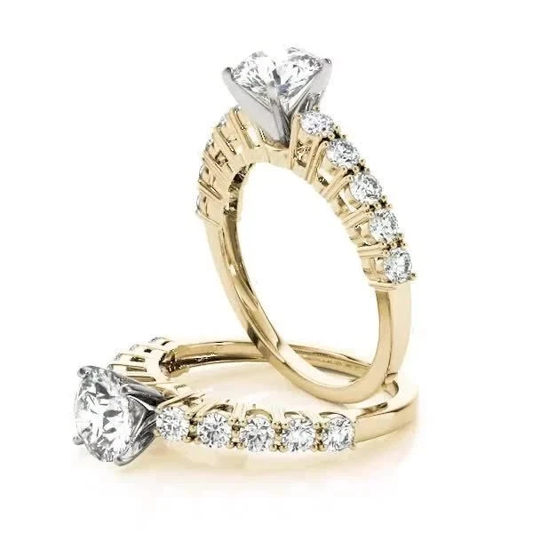 Anillo de compromiso de oro amarillo de 14 k de diamantes de corte redondo de 1,45 quilates VVS1 de oro amarillo de 14 quilates FN Foto 3 de 3